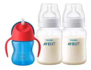 Miniatura 1 de 7 de Set Mamaderas Avent Anticolicos 260ml Vaso Avent 9m Kit Bebe