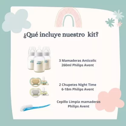 Imagen 2 de 8 de Set Bebe Recien Nacido 2 Mamaderas 2 Chupetes Avent