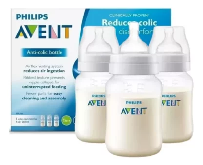 Imagen 3 de 7 de Set 3 Mamaderas Anticolic 2 Chupetes Night-time 6-18m Avent