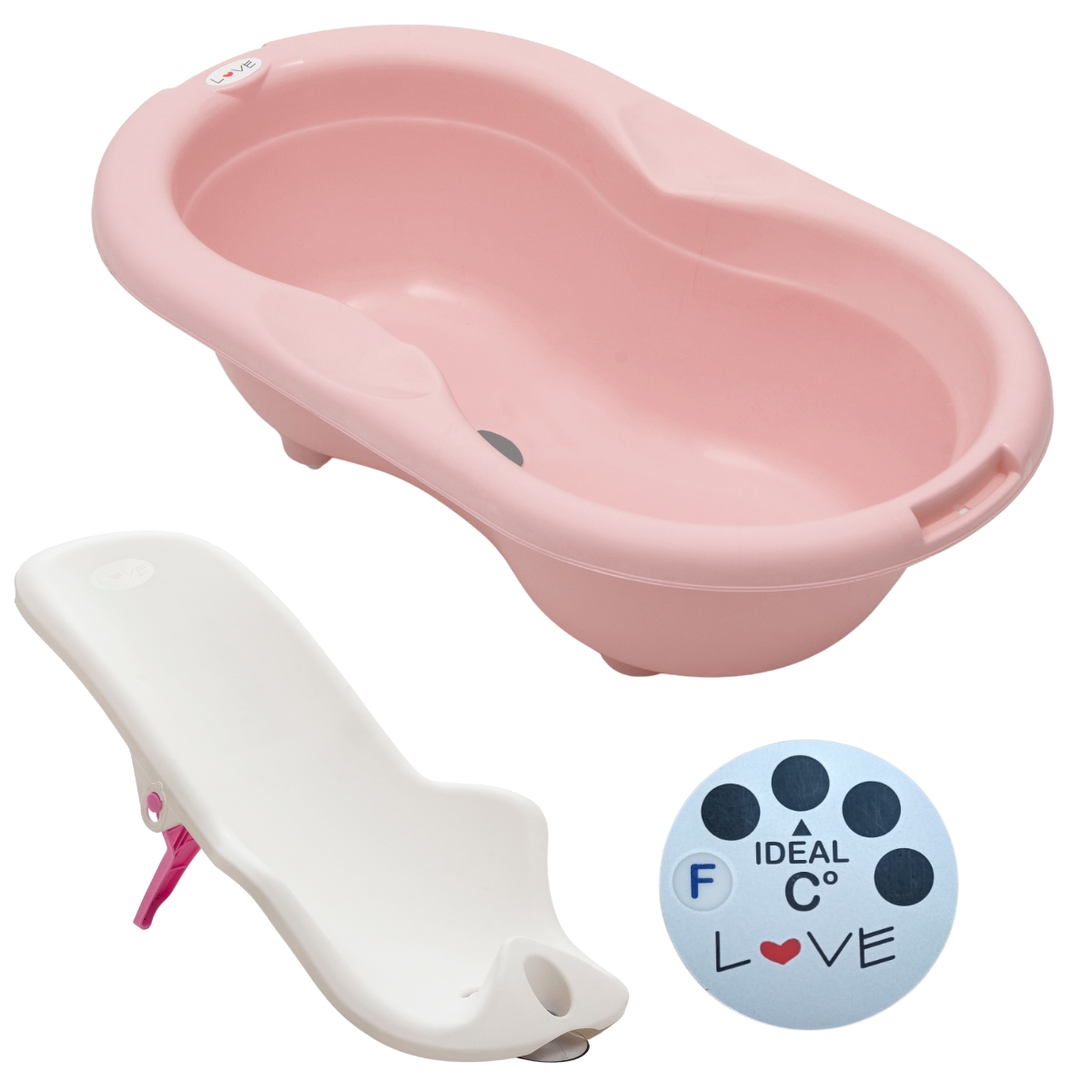 Bañera Plastica Bebe Con Soporte Reductor Y Termometro Love - Bebelli