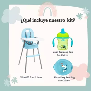 Miniatura 2 de 8 de Set Silla De Comer Bebe 3 Alturas Love 660 Plato Vaso Chicco