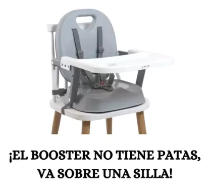 Imagen 3 de 9 de Set Silla Comer Bebe Booster Babero Silicona Chupete Fruta