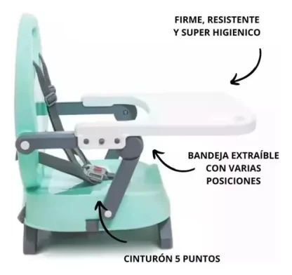 Imagen 4 de 9 de Set Silla Comer Bebe Booster Babero Silicona Chupete Fruta