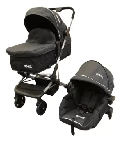 Imagen 9 de 9 de Coche Cuna Bebesit 1365ts-c Gris Oscuro 3 En 1 Travel System
