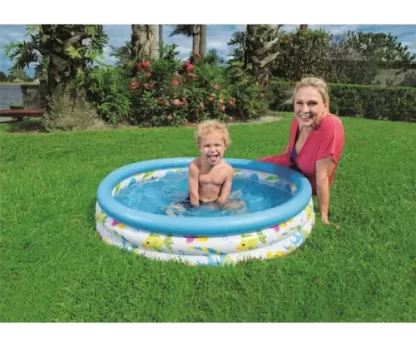 Imagen 3 de 3 de Pileta Inflable Infantil 3 Aros Fondo Del Mar 102x25cm Peces