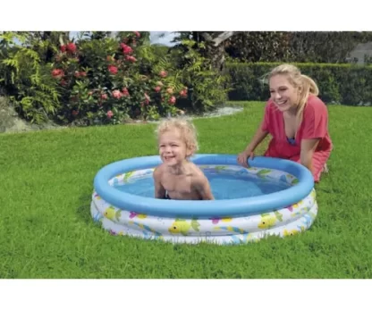 Imagen 2 de 3 de Pileta Inflable Infantil 3 Aros Fondo Del Mar 102x25cm Peces
