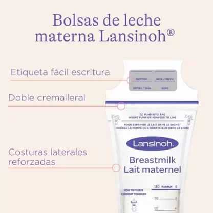 Imagen 3 de 7 de Bolsas De Almacenamiento Leche Materna 180ml X100 Lansinoh