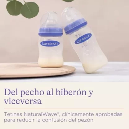 Imagen 4 de 4 de Mamadera Lansinoh Con Tetina Natural Wave 240ml Flujo Medio