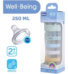 Miniatura 5 de 7 de Mamadera Bebe Chicco Well Being 250 Ml +2 Meses Flujo Medio