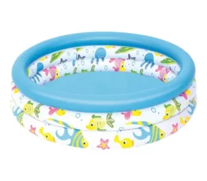 Miniatura 1 de 3 de Pileta Inflable Infantil 3 Aros Fondo Del Mar 102x25cm Peces