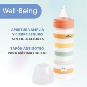 Miniatura 3 de 7 de Mamadera Bebe Chicco Well Being 250 Ml +2 Meses Flujo Medio