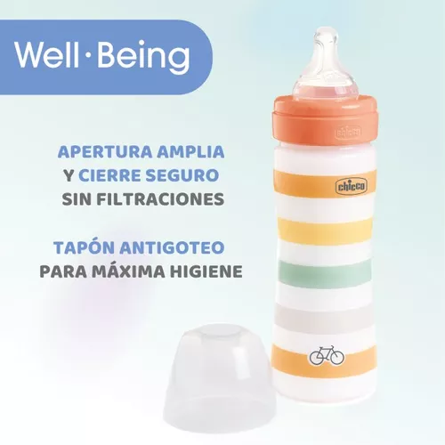 Imagen 3 de 7 de Mamadera Bebe Chicco Well Being 250 Ml +2 Meses Flujo Medio