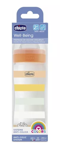 Imagen 2 de 7 de Mamadera Bebe Chicco Well Being 250 Ml +2 Meses Flujo Medio