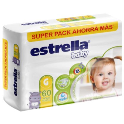 Imagen 1 de 2 de Pañales Estrella Super Pack Talle G x60 Unidades