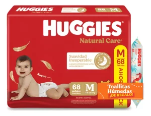 Miniatura 1 de 7 de Pañales Huggies Natural Care M x 68 unidades + Toallitas Humedas x48u de regalo