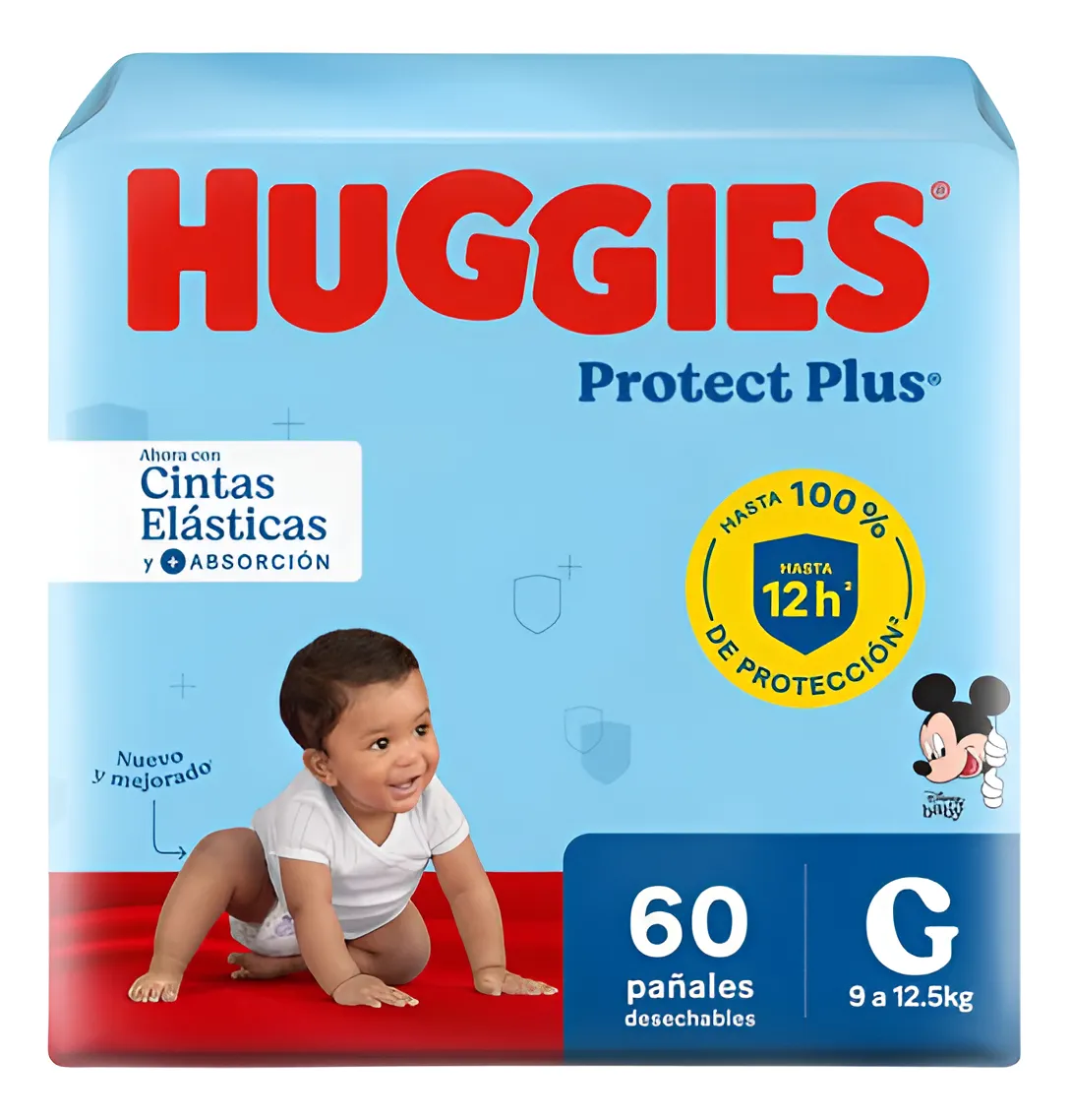 Imagen 1 de 6 de Pañales Huggies Protect Plus G x 60 unidades