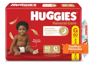 Miniatura 1 de 7 de Pañales Huggies Natural Care G x 60u +  Toallitas Humedas x48u de regalo