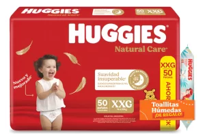 Miniatura 1 de 7 de Pañales Huggies Natural Care XXG x50 unidades + Toallitas Humedas x48u de regalo