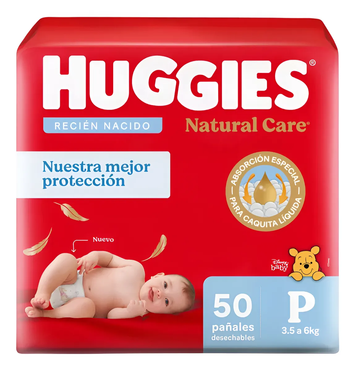 Imagen 1 de 7 de Pañales Huggies Natural Care P x 50 unidades