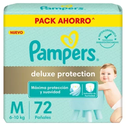 Imagen 1 de 9 de Pañales Pampers Deluxe Protection M x72 Unidades