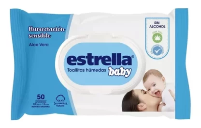 Imagen 1 de 3 de Toallitas Húmedas Estrella Baby Humectación Sensible 50 unidades