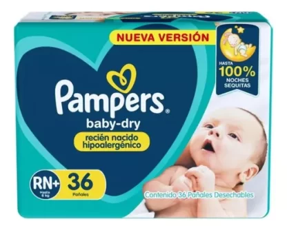 Imagen 8 de 8 de Pañales Pampers Baby Dry Recién Nacido Hipoalergénico Rn+ x36 Unidades