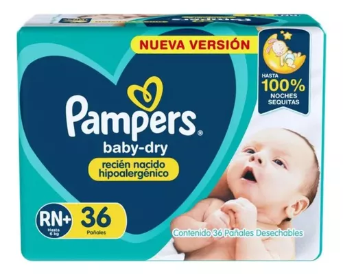 Miniatura 8 de 8 de Pañales Pampers Baby Dry Recién Nacido Hipoalergénico Rn+ x36 Unidades