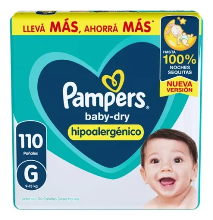 Imagen 1 de 6 de Pañales Pampers Baby-Dry G x 110 unidades