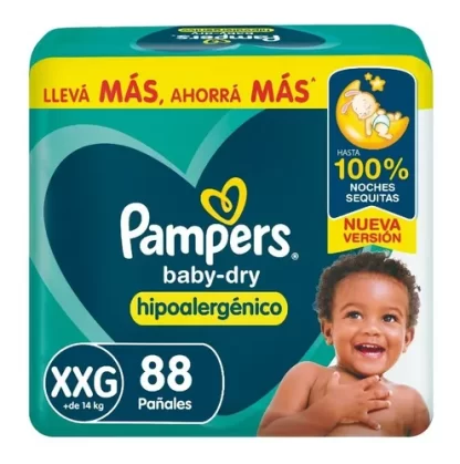 Imagen 1 de 6 de Pañales Pampers Baby-Dry XXG x 88 Unidades