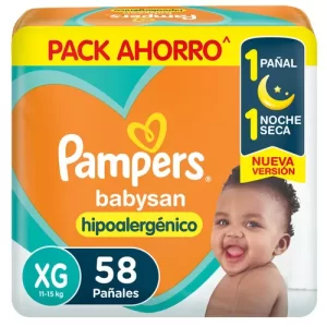 Miniatura 1 de 9 de Pañales Pampers Babysan Hipoalergénico  XG  x58 Unidades