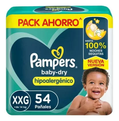 Imagen 1 de 1 de Pañales Pampers Babydry Hipoalergénico XXG x54 unidades