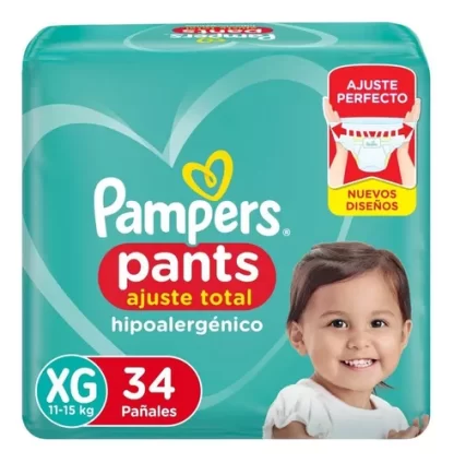 Imagen 3 de 5 de Pañales Pampers Pants Ajuste Total XG x 34 unidades