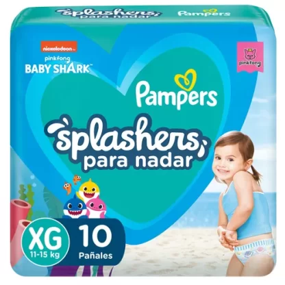 Imagen 1 de 12 de Pañales para el agua Pampers Splashers XG x10 unidades