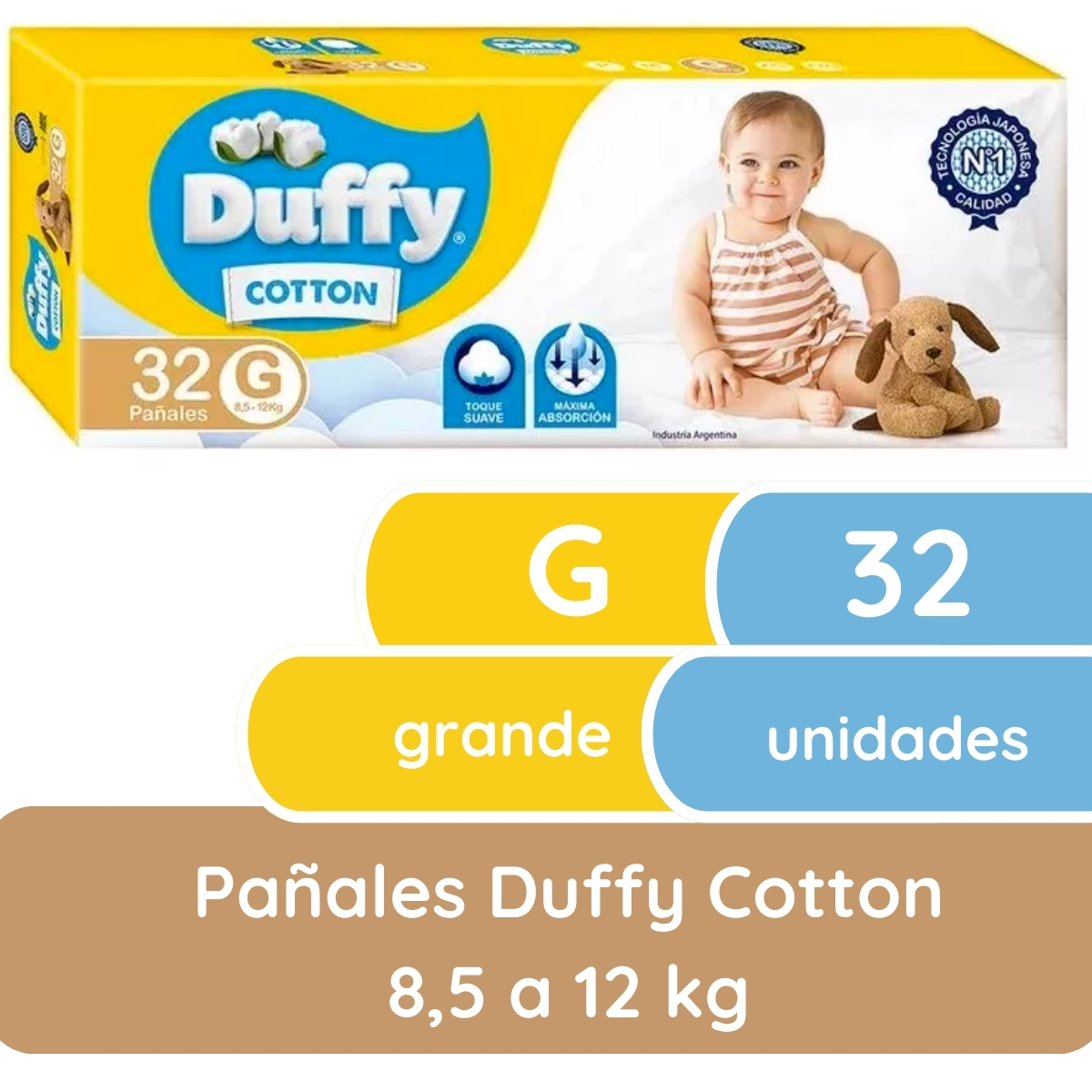 Miniatura 1 de 4 de Pañales Duffy Cotton G x 32 unidades