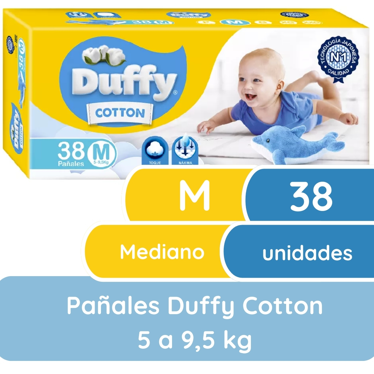 Miniatura 1 de 4 de Pañales Duffy Cotton M x 38 unidades