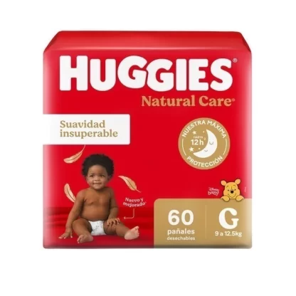 Imagen 1 de 7 de Pañales Huggies Natural Care G x 60u