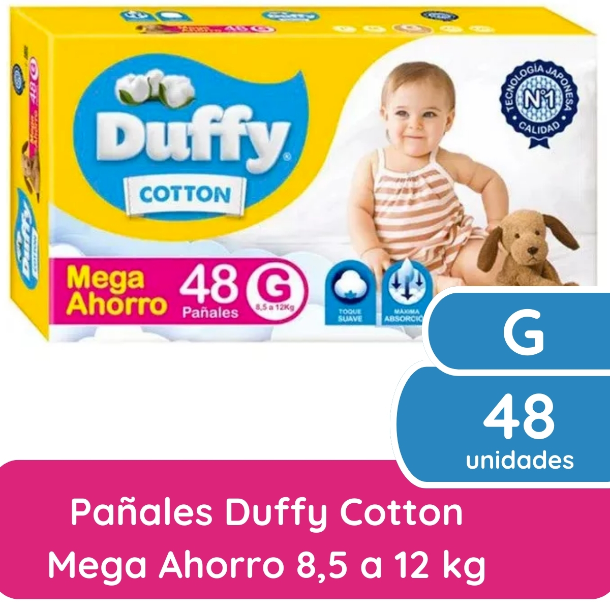 Imagen 1 de 4 de Pañales Duffy Cotton G x 48 unidades
