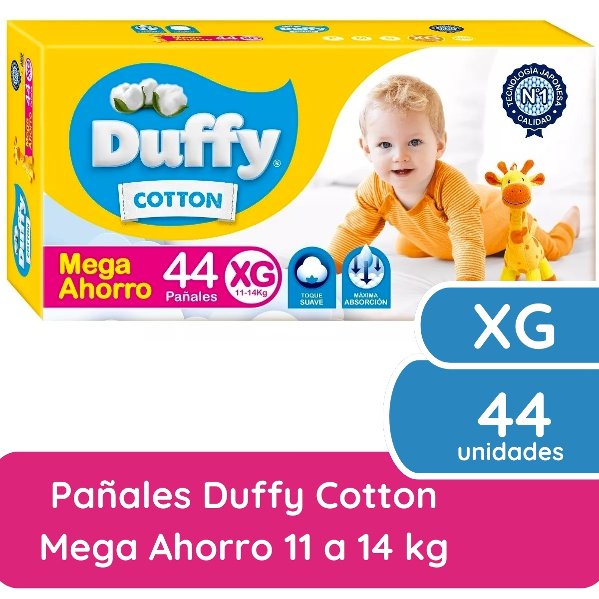 Imagen 1 de 4 de Pañales Duffy Cotton XG x 44 unidades