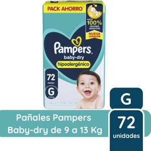 Miniatura 1 de 1 de Pañales Pampers Babydry Hipoalergénico G x72 unidades