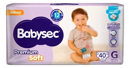 Imagen 1 de 2 de Pañales Babysec Premium Soft G x40 unidades