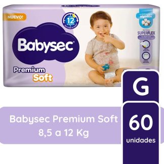 Pañales Babysec Premium Soft Mes Consumo G x60 unidades