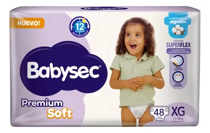 Imagen 1 de 2 de Pañales Babysec Premium Soft XG x 48 unidades
