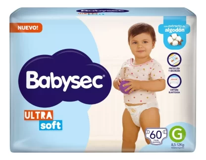 Imagen 1 de 2 de Pañales Babysec Ultra Soft G x60 unidades