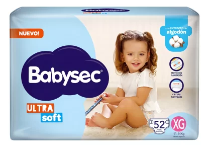 Imagen 1 de 2 de Pañales Babysec Ultra Soft XG x 52 unidades