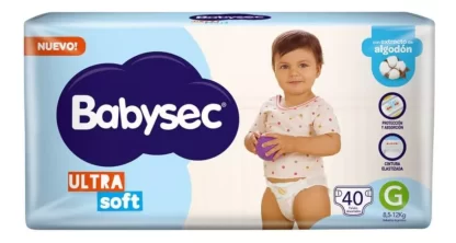 Imagen 1 de 2 de Pañales Babysec Ultrasoft G x 40 unidades