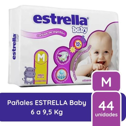 Imagen 2 de 3 de Pañales Estrella Hiper Pack Talle M x44 unidades