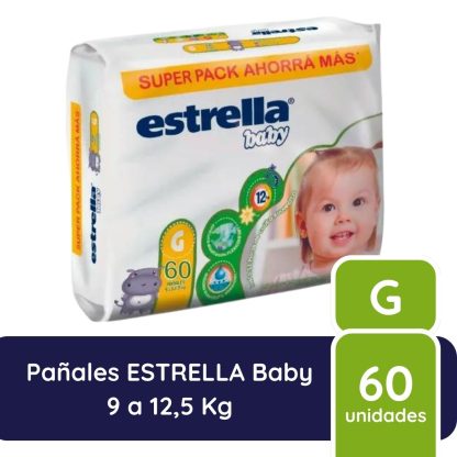 Imagen 2 de 2 de Pañales Estrella Super Pack Talle G x60 Unidades