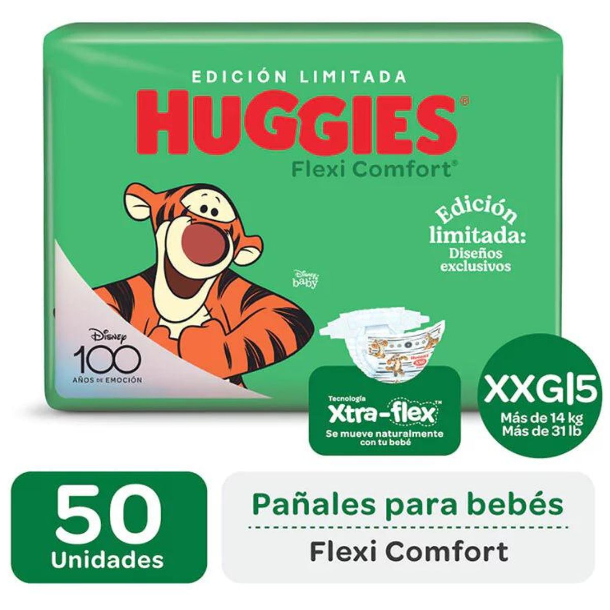 Imagen 1 de 3 de Pañales Huggies Flexi Comfort XXG x50 unidades