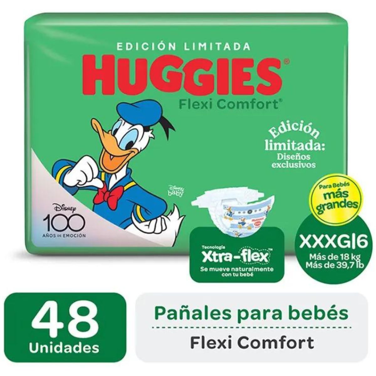 Imagen 1 de 3 de Pañales Huggies Flexi Comfort XXXG x48 unidades