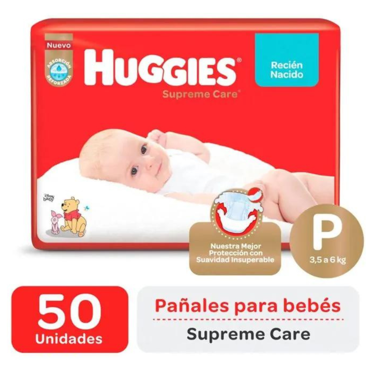 Imagen 1 de 1 de Pañales Huggies Supreme Care  P x50 unidades